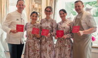 Christoph Rüffer and his team at the award ceremony for the third star for Restaurant Haerlin***