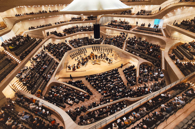 Concert in the Elbphilharmonie photographed from above