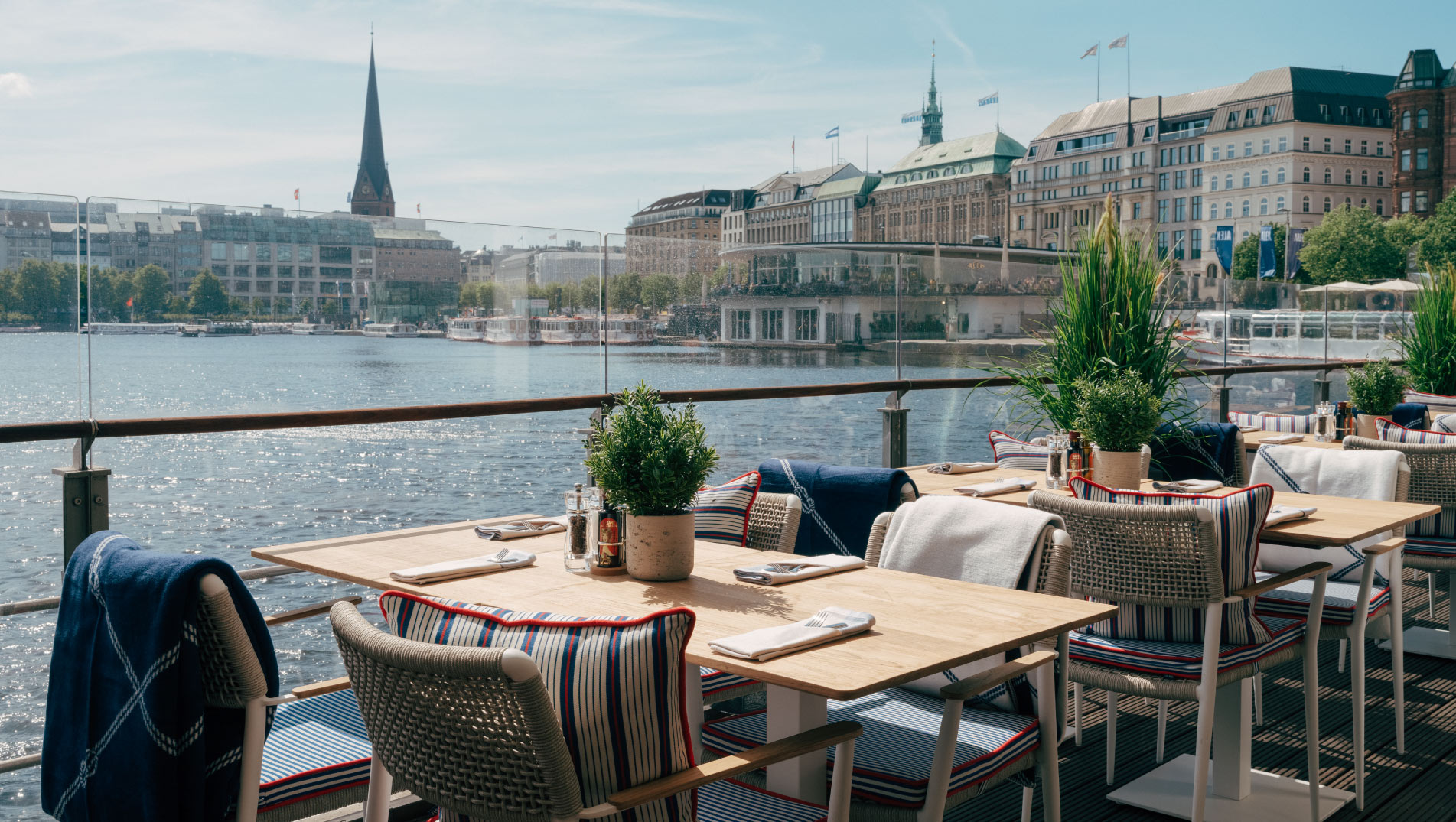 Ansicht Deck 4 an der Alster bei schönem Wetter